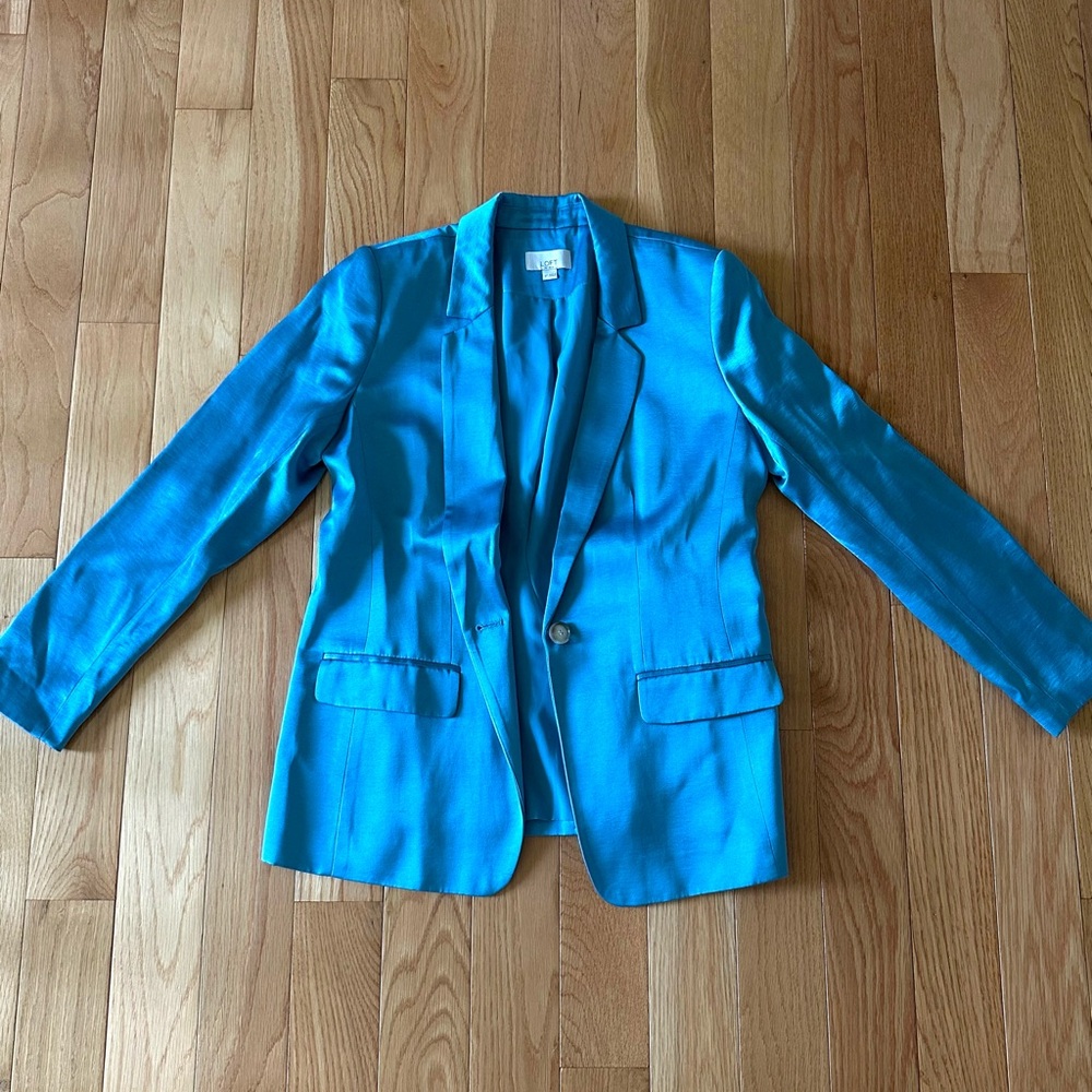 LOFT Bright Blue Satin Blazer